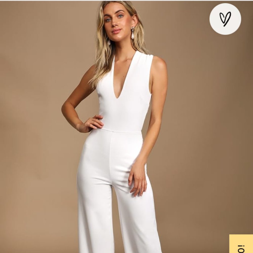 Lulu's White Backless Jumpsuit